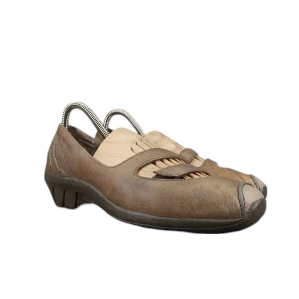 Merrell Shoes Womens 7 Mary Jane Wedge Slip On Loafer Leather Gabriella Brindle